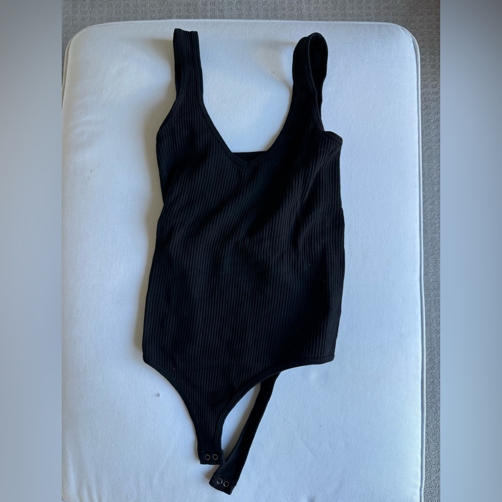 Free People Black Ribbed Shapewear Bodysuit